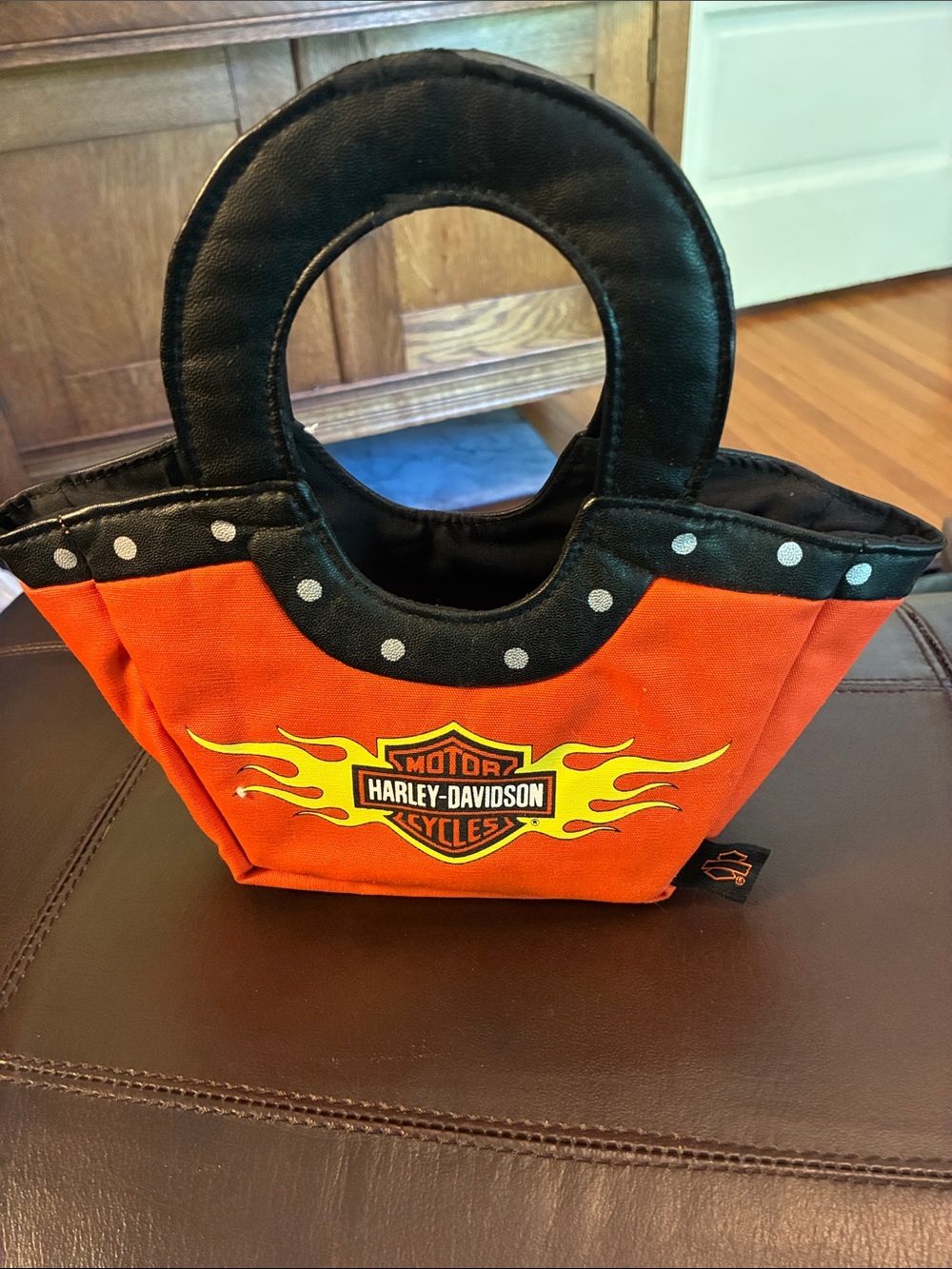 Harley-Davidson Orange Mini Tote with Black Handles